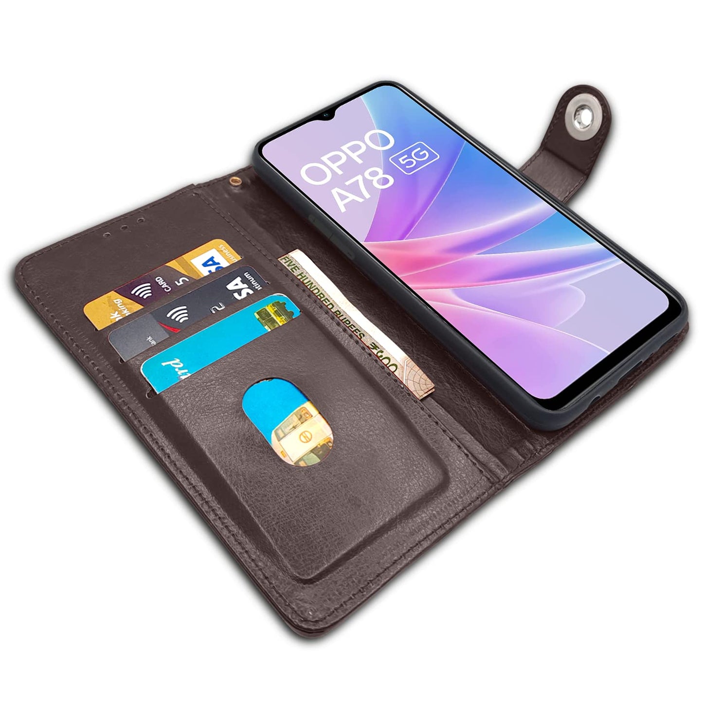 Pikkme Oppo A78 5G Button Flip Cover (Coffee)