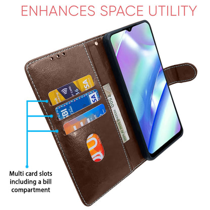 Pikkme Realme C33 Constrast Flip Cover | Brown & Coffee