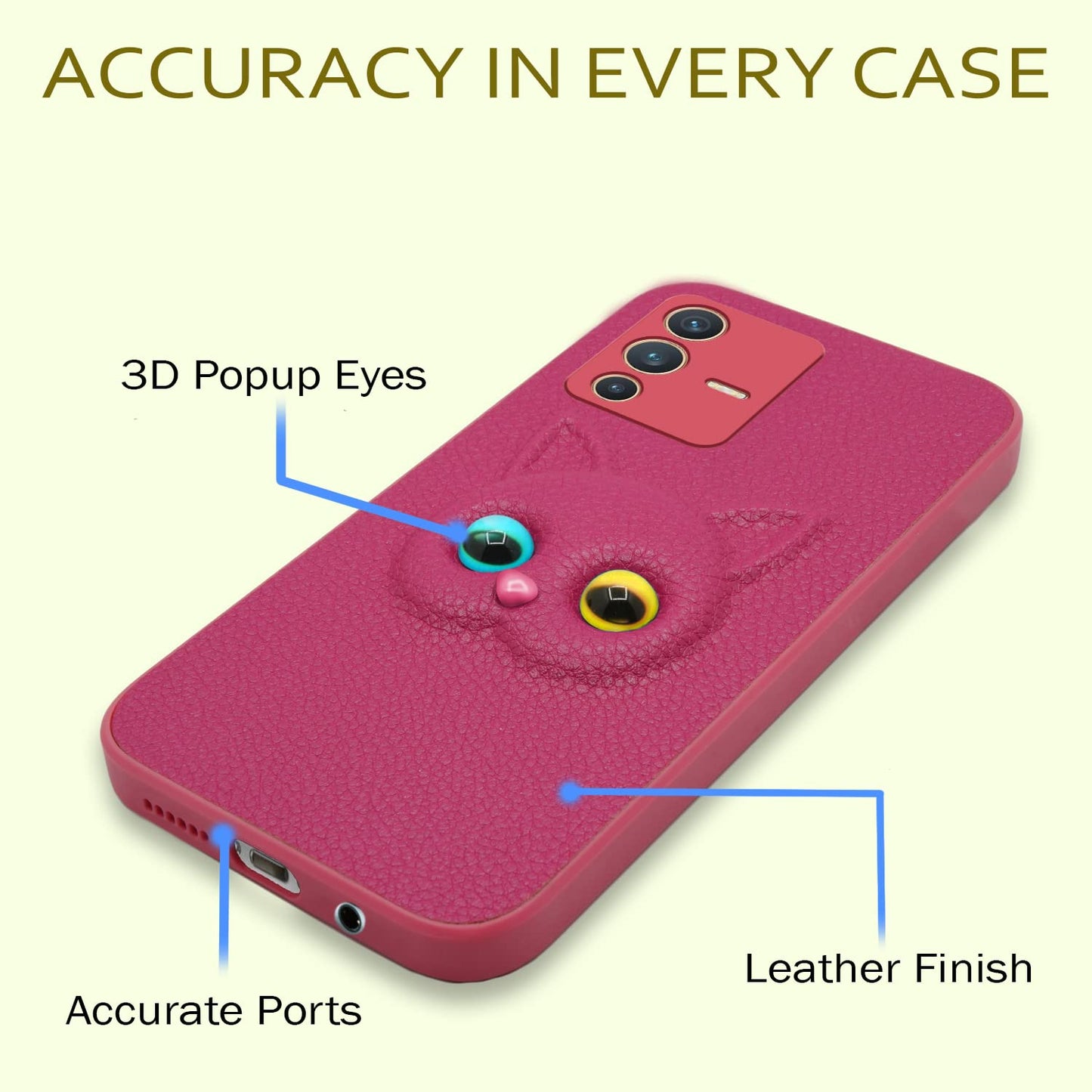 Pikkme Vivo V23 5G Cat Case | Pink