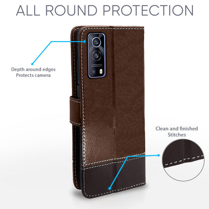 Pikkme iQOO Z3 5G Contrast Flip Cover (Brown)