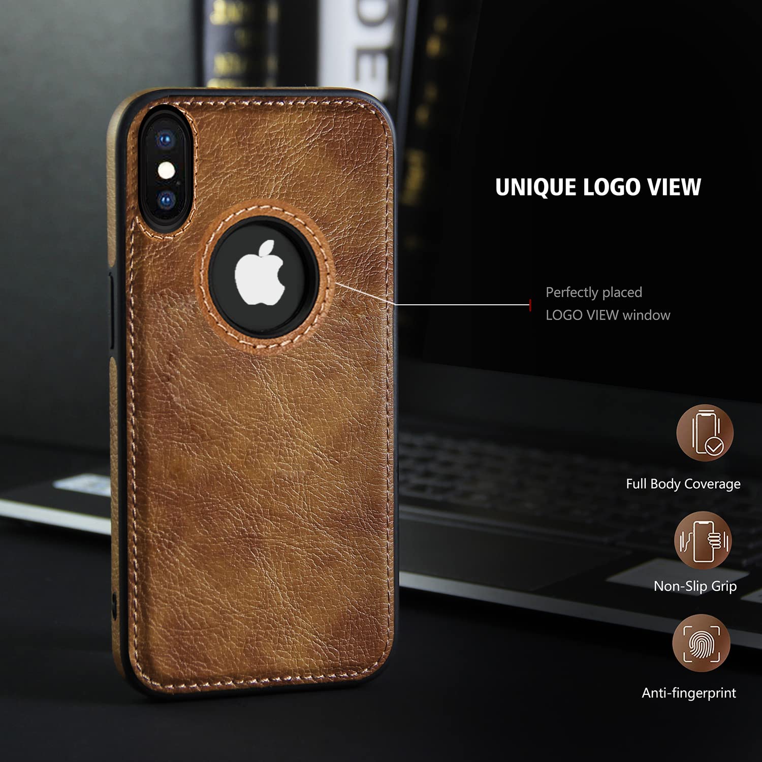 Pikkme iPhone X/Xs Leather Back Cover | Brown