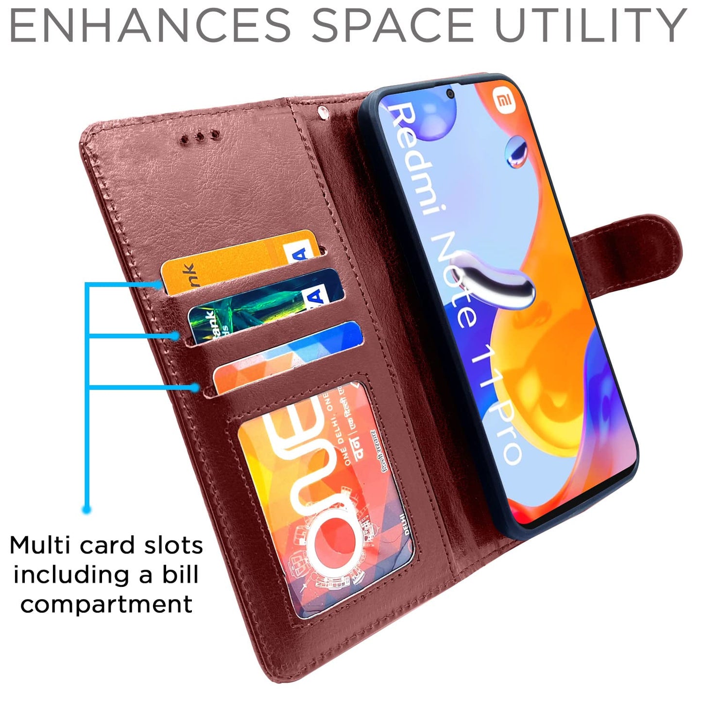 Pikkme Mi Redmi Note 11 Pro/Pro Plus 5G Vintage Flip Cover | Brown