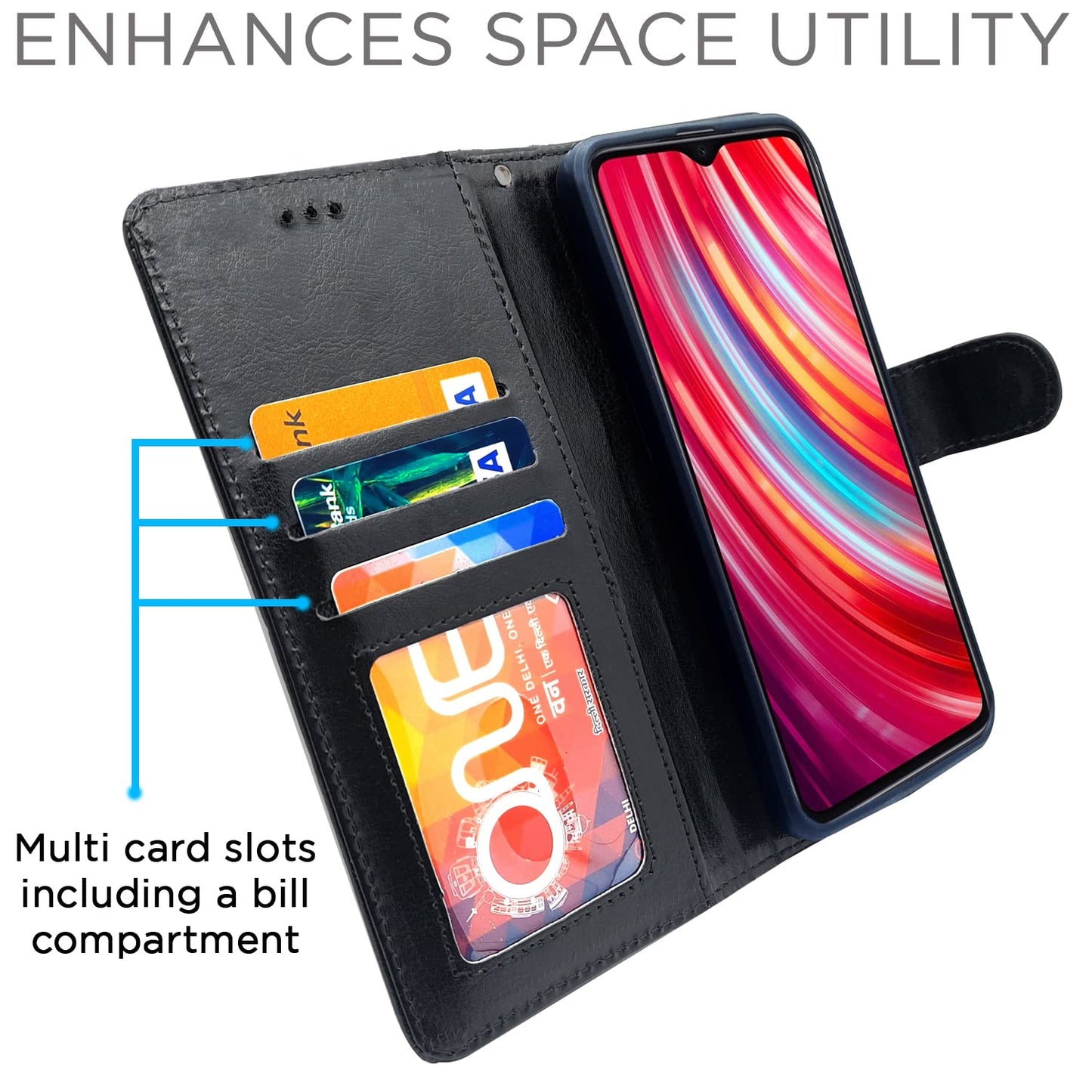 Pikkme Redmi Note 8 Pro  Vintage Flip Cover |  Black