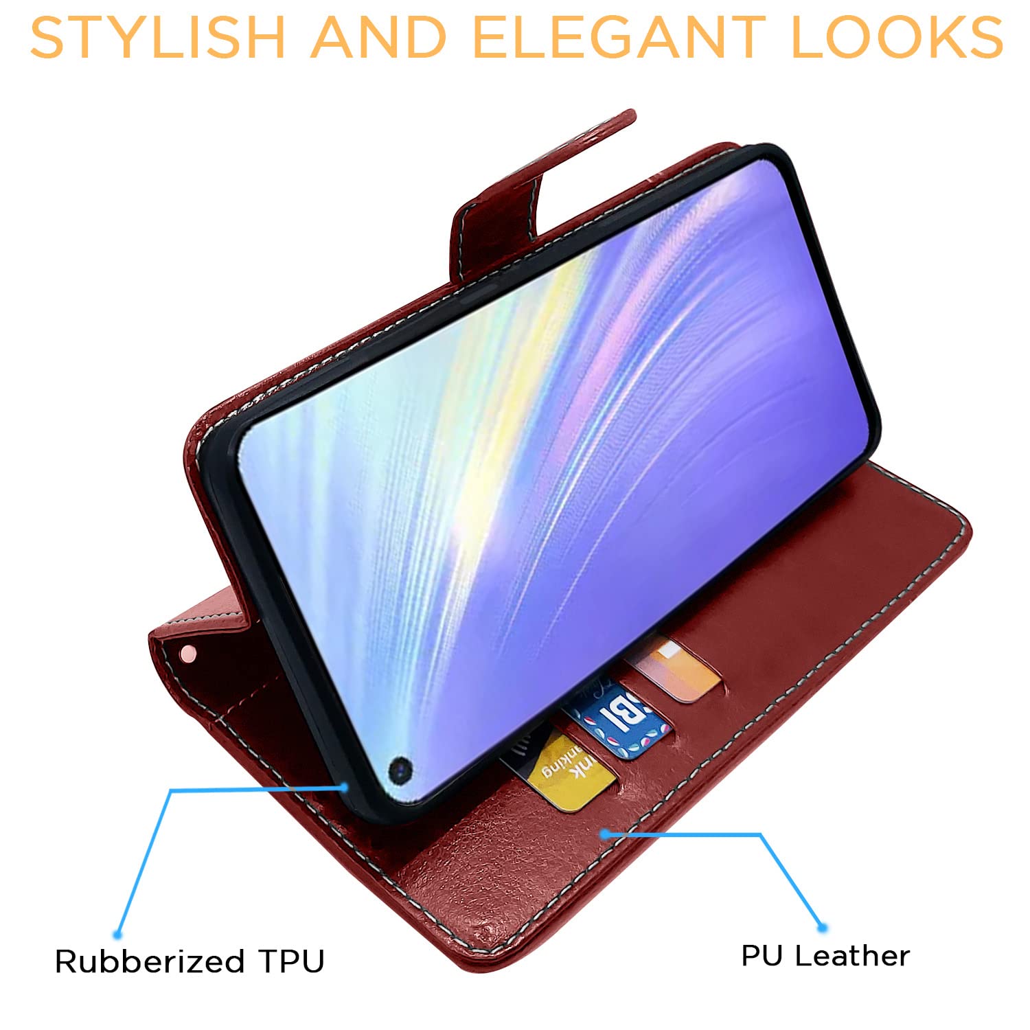 Pikkme Realme 7 / Narzo 30 4G / Narzo 20 Pro Constrast Flip Cover | Brown & Coffee