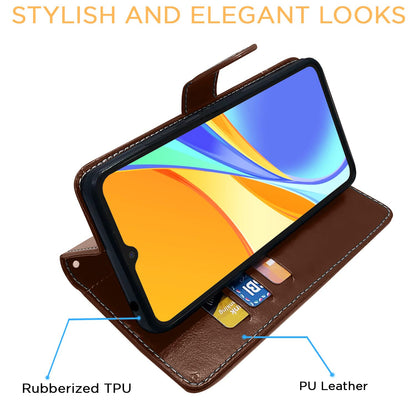 Pikkme Mi Redmi 10A / Redmi 9 / Redmi 9 Activ / 9C / Poco C31 Constrast Flip Cover | Brown & Coffee