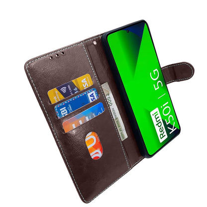 Pikkme Redmi K50i Constrast Flip Cover |  Coffee & Brown