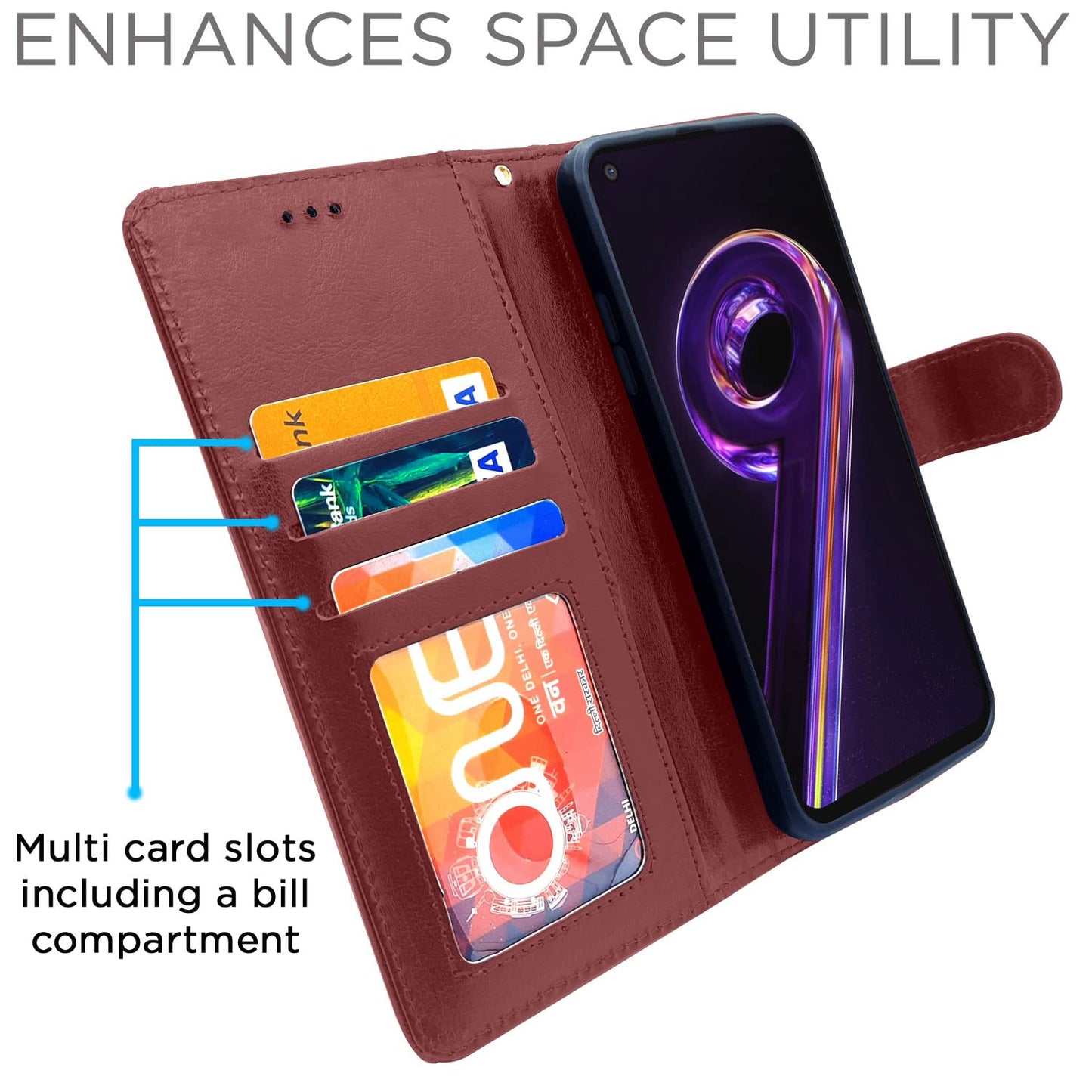 Pikkme Realme 9 Pro Plus 5G Vintage Flip Cover | Brown