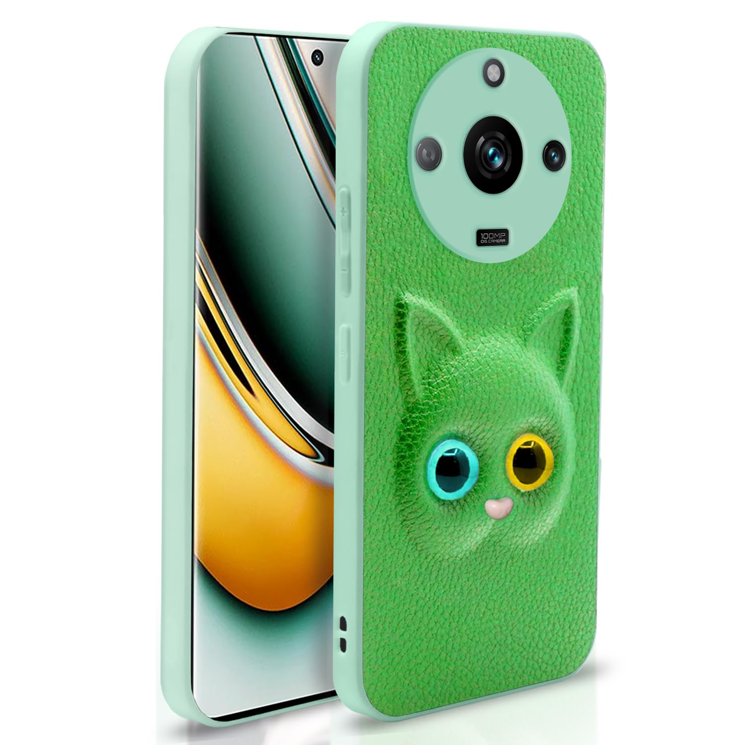 Pikkme Realme 11 Pro Kitty Back Cover (Green)