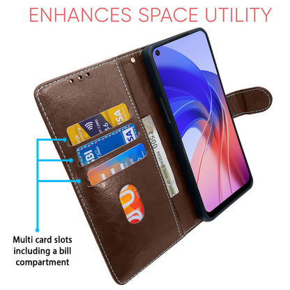 Pikkme Oppo A55 Constrast Flip Cover | Brown & Coffee