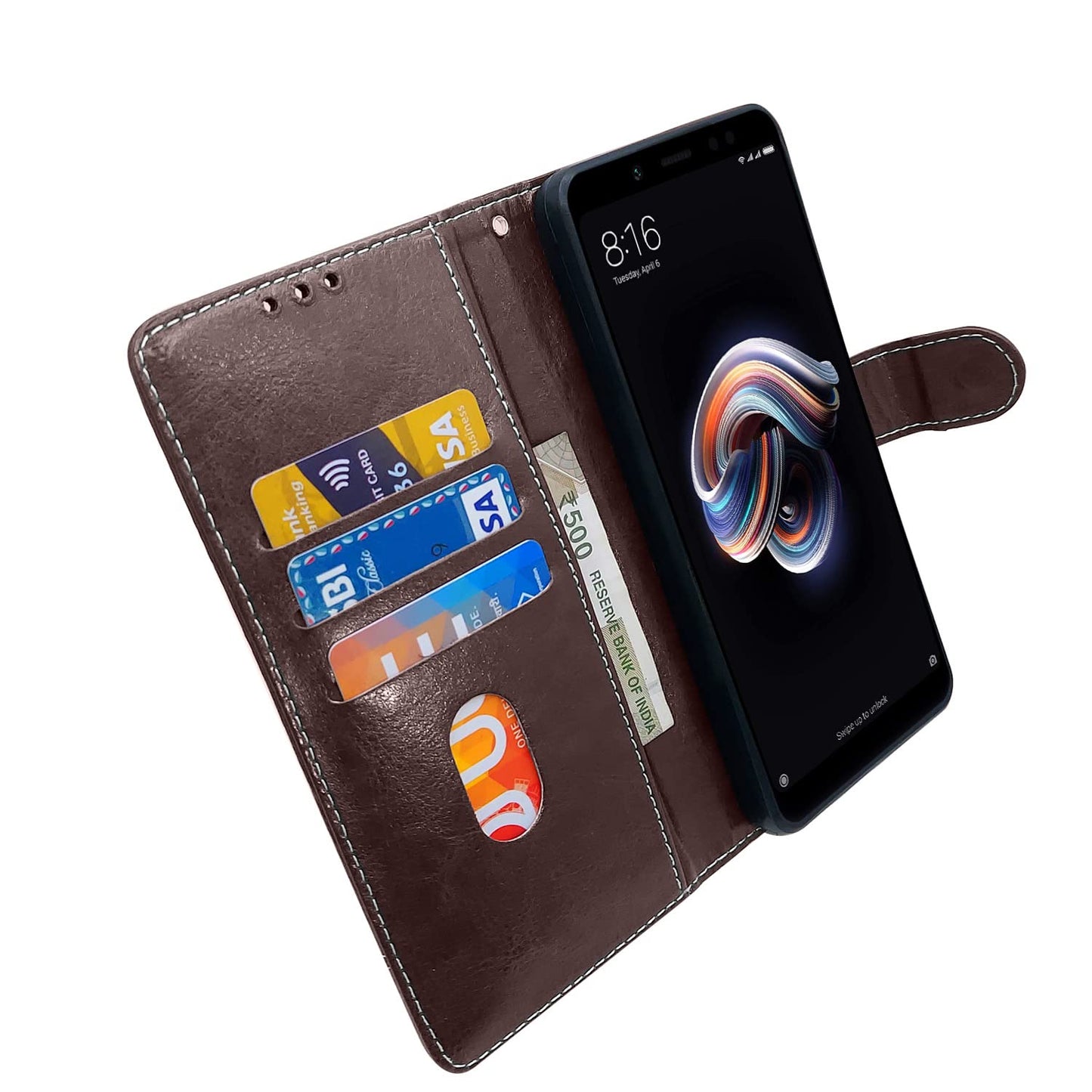 Pikkme Mi Redmi Note 5 Pro Constrast Flip Cover | Coffee & Brown