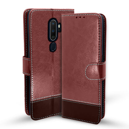 Pikkme Oppo A5 2020 / A9 2020 Constrast Flip Cover | Brown & Coffee