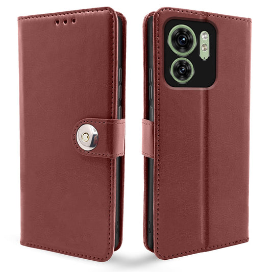 Pikkme Moto Edge 40 Button Flip Cover (Brown)