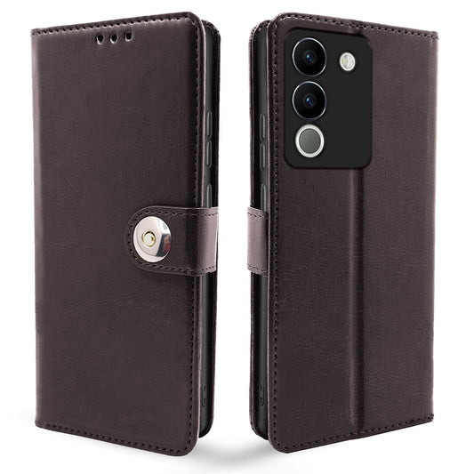 Pikkme Vivo Y200 5G Button Flip Cover (Coffee)