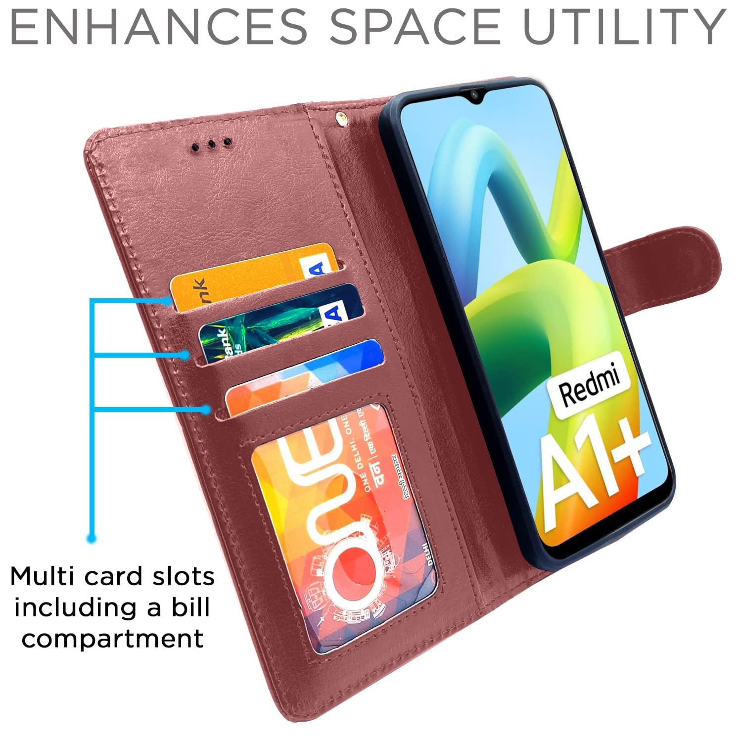 Pikkme Redmi A1 Plus Vintage Flip Cover | Brown