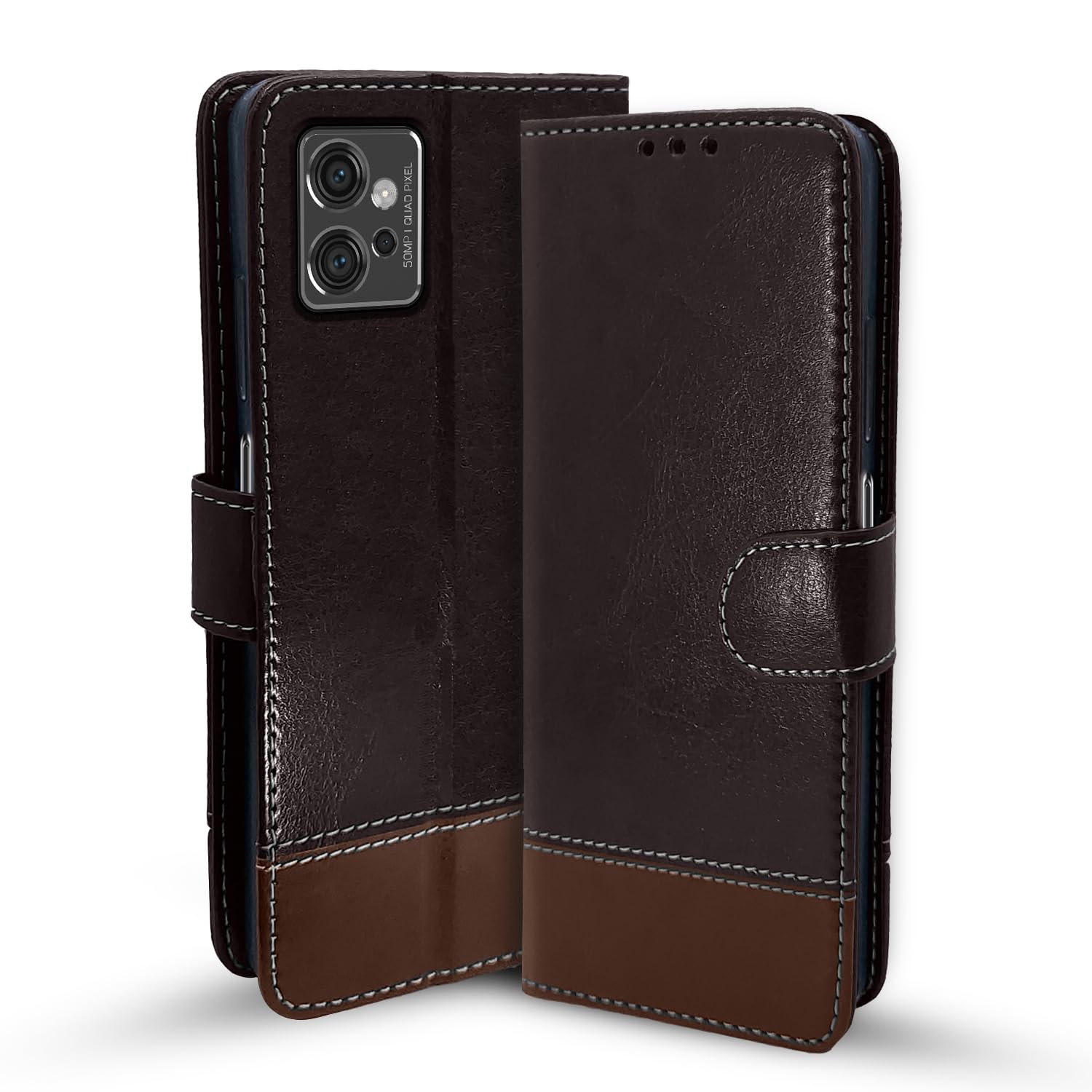 Pikkme Moto G32 Contrast Flip Cover (Coffee)