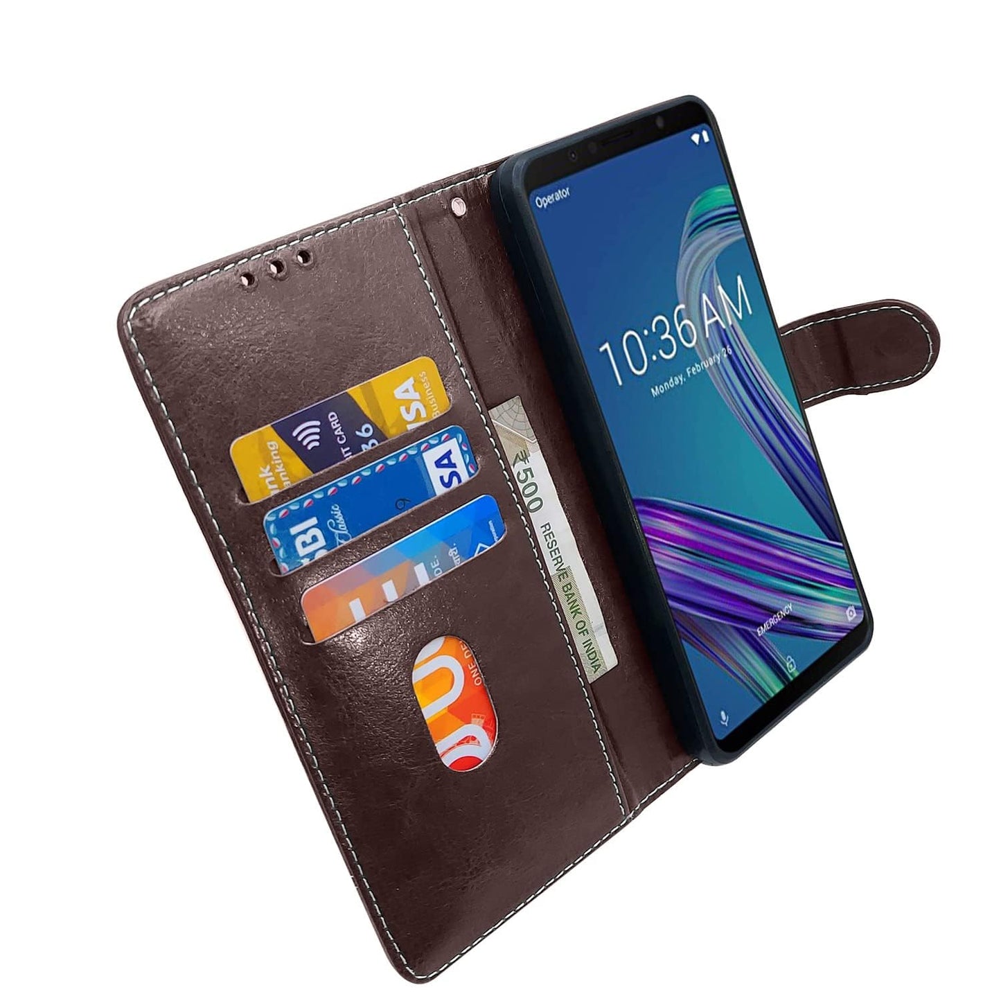 Pikkme Asus Zenfone Max Pro M1 Constrast Flip Cover | Coffee & Brown