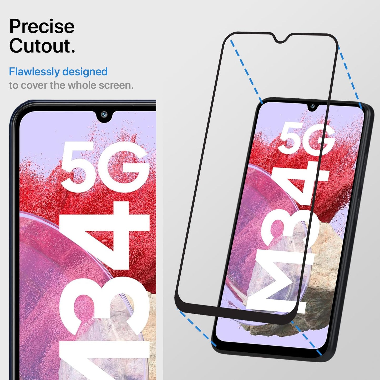 Pikkme Samsung Galaxy M34 5G Tempered Glass Screen Protector Edge To Edge Coverage With Easy Installation Kit