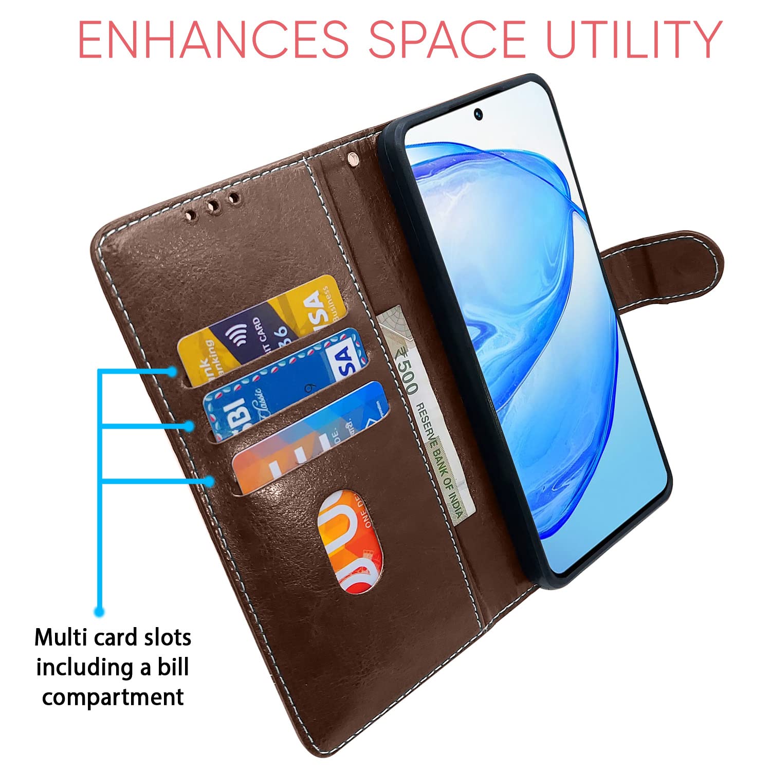 Pikkme Vivo V25 Pro 5G Constrast Flip Cover | Brown & Coffee