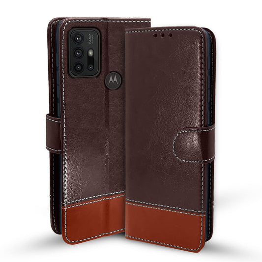 Pikkme Moto G30 Contrast Flip Cover (Coffee)