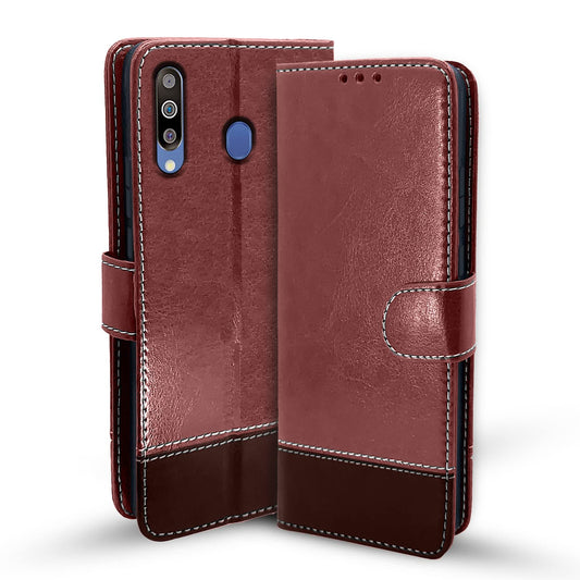 Pikkme Samsung Galaxy M30 Constrast Flip Cover | Brown & Coffee