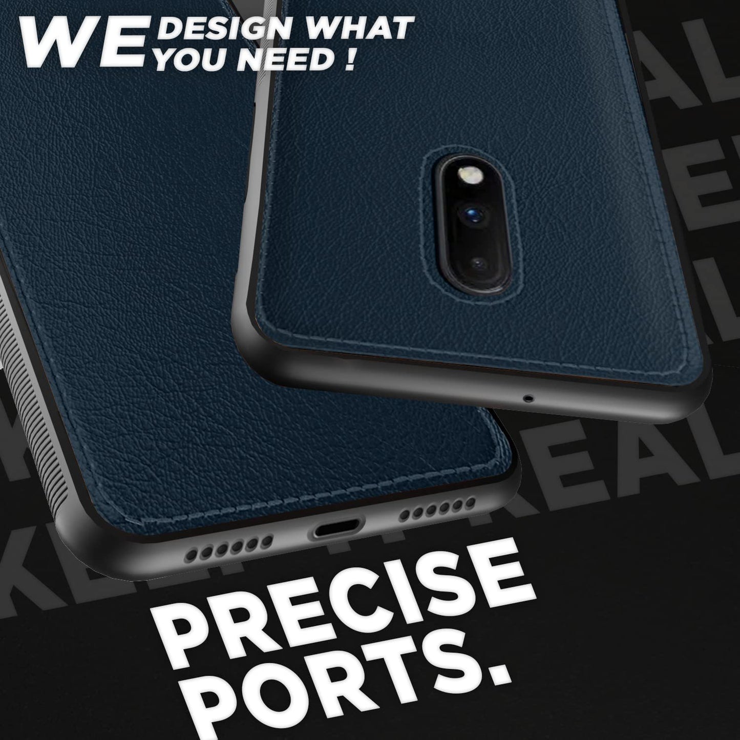 Pikkme OnePlus 7 Leather Back Cover | Blue