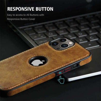Pikkme iPhone 12 Pro Max Leather Back Case Brown