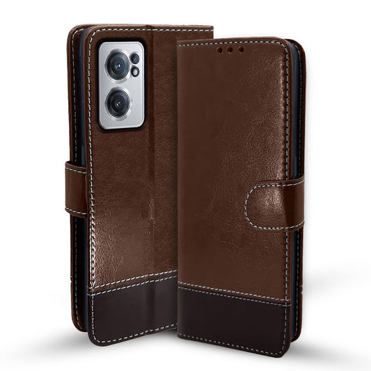 Pikkme OnePlus Nord Ce 2 5G Constrast Flip Cover | Brown & Coffee