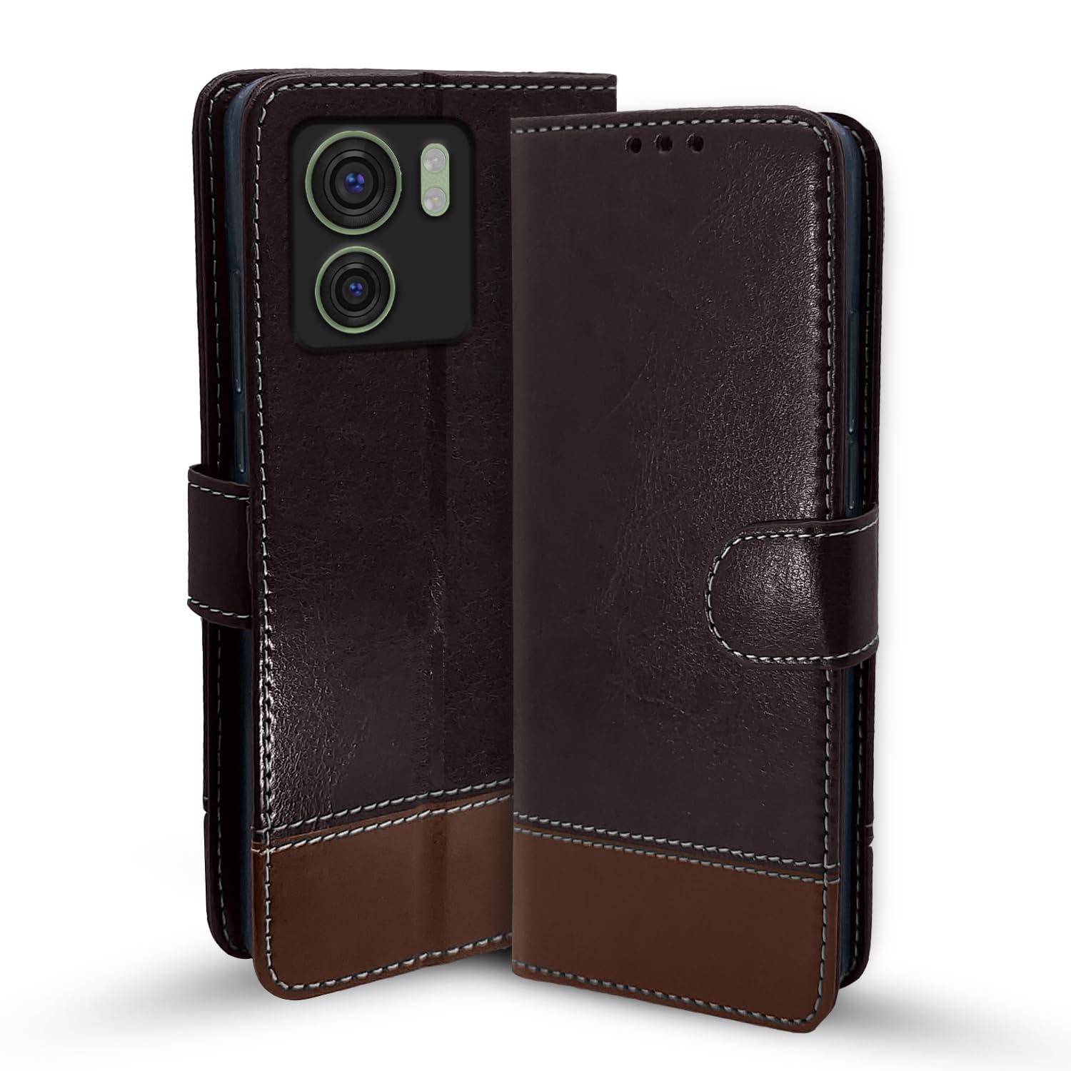 Pikkme Moto Edge 40 Contrast Flip Cover (Coffee)