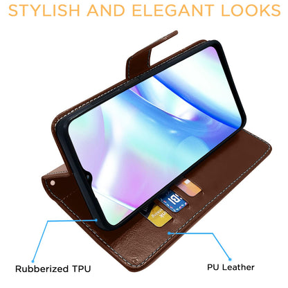 Pikkme Realme C33 Constrast Flip Cover | Brown & Coffee