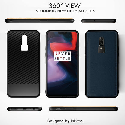 Pikkme OnePlus 6 Leather Back Cover | Blue