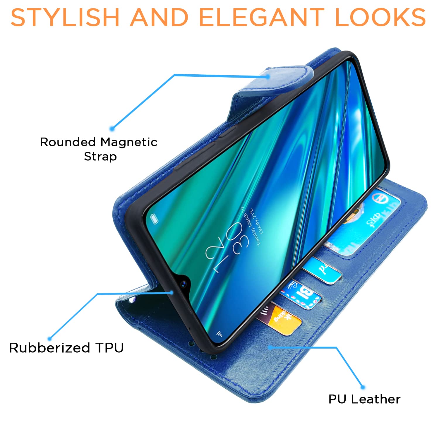 Pikkme Realme C15 Vintage Flip Cover | Blue