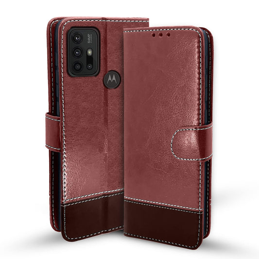 Pikkme Moto G30 Contrast Flip Cover (Brown)