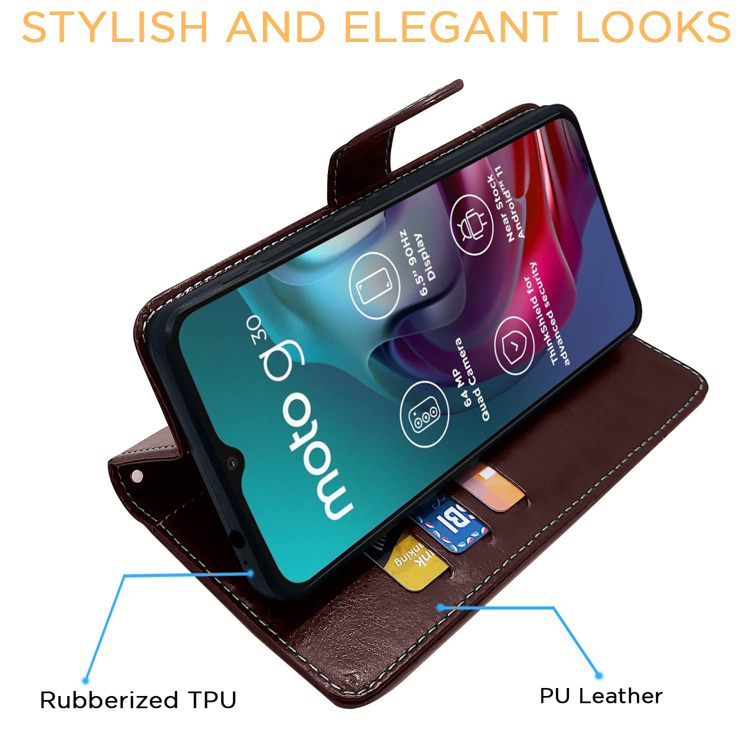Moto G30 mobile flip cover in coffee by Pikkme – photo 5