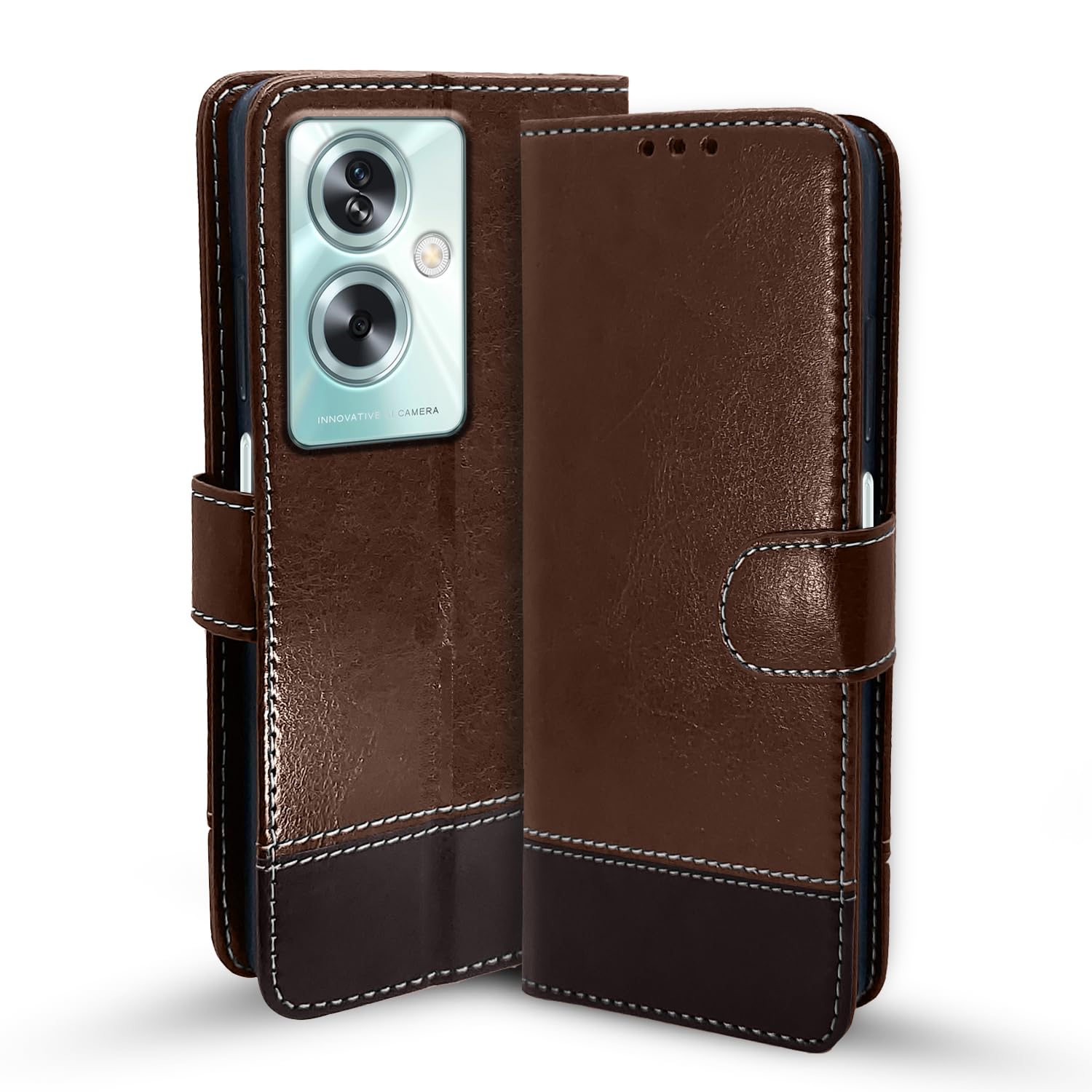 Pikkme Oppo A79 5G Contrast Flip Cover (Brown)