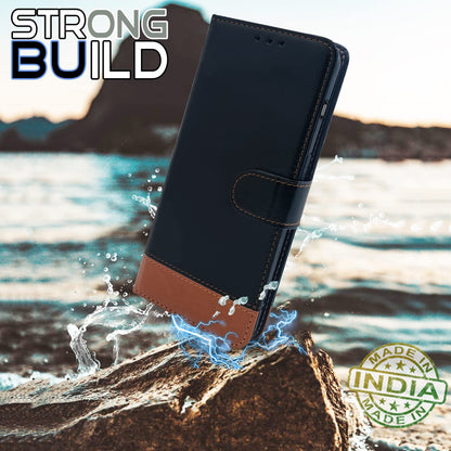 Pikkme OnePlus Nord 2T 5G Contrast Flip Cover | Black & Brown