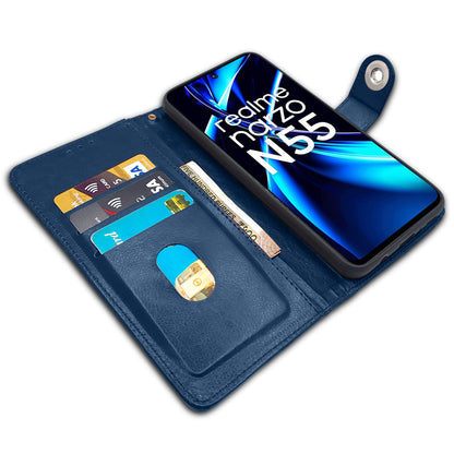 Pikkme Realme C55 / N55 Button Flip Cover (Blue)