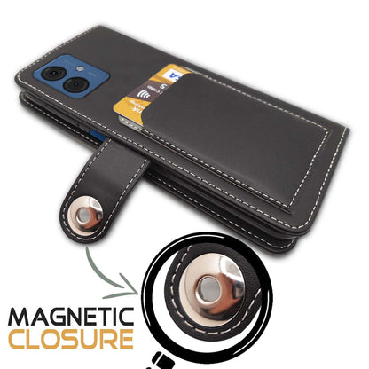Pikkme Moto G54 5G Back Pocket Flip Cover (Grey)