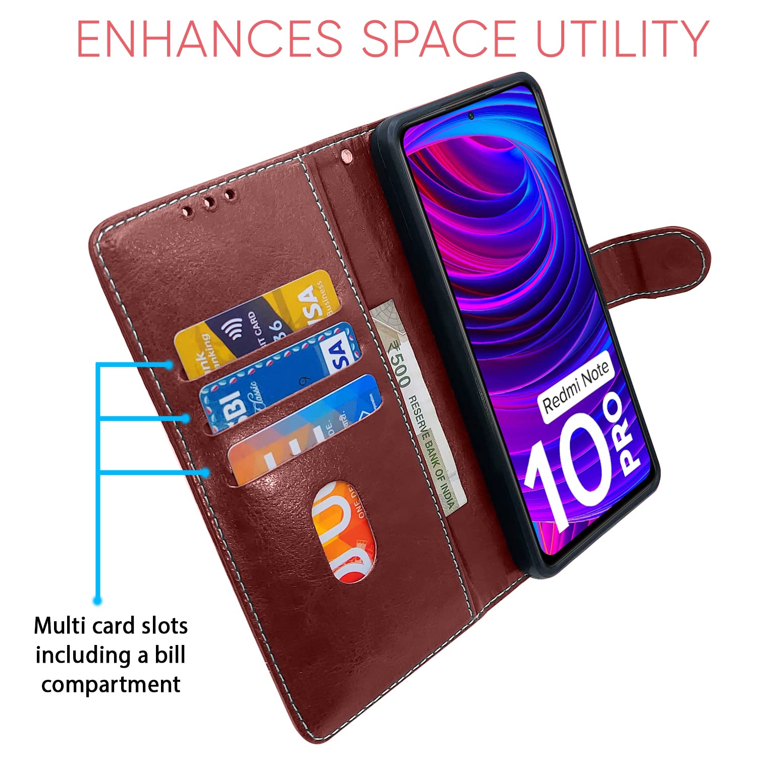 Pikkme Mi Redmi Note 10 Pro/Note 10 Pro Max Constrast Flip Cover | Brown & Coffee