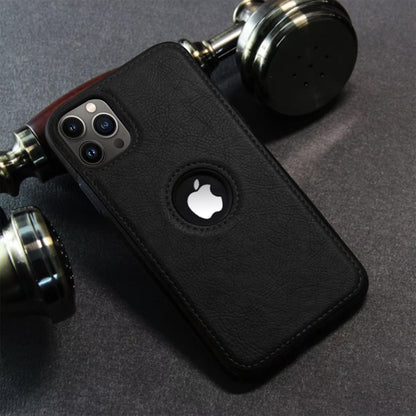 Pikkme iPhone 13 Pro Max Leather Back Case Black