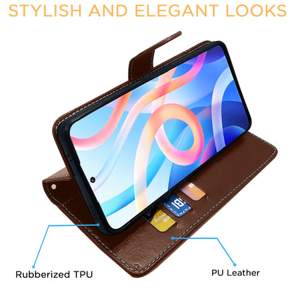 Pikkme Mi Redmi Note 11T 5G / Poco M4 Pro Constrast Flip Cover | Brown & Coffee