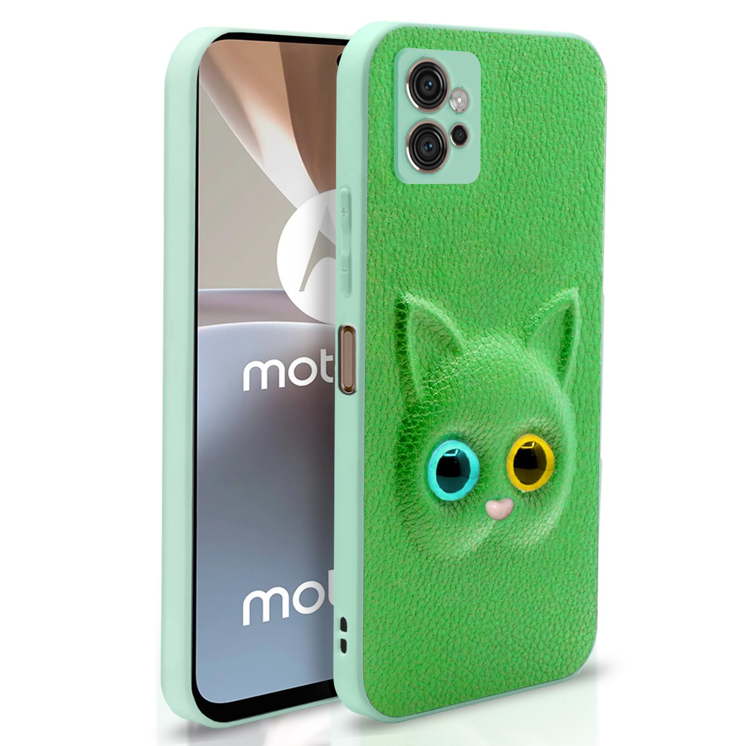 Pikkme Moto G32 Kitty Back Cover (Green)