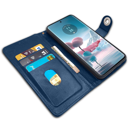 Pikkme Moto Edge 40 Neo 5G Button Flip Cover (Blue)