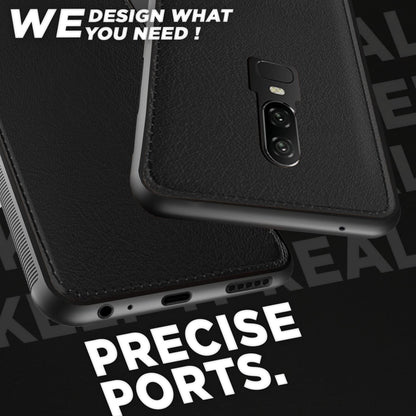 Pikkme OnePlus 6 Leather Back Cover | Black