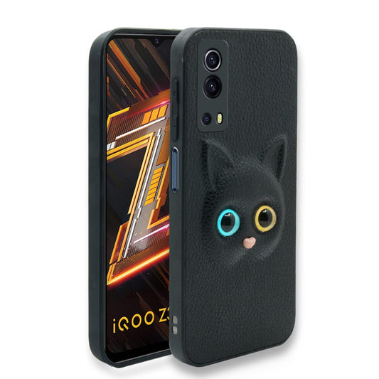 Pikkme iQOO Z3 5G Kitty Back Cover (Black)