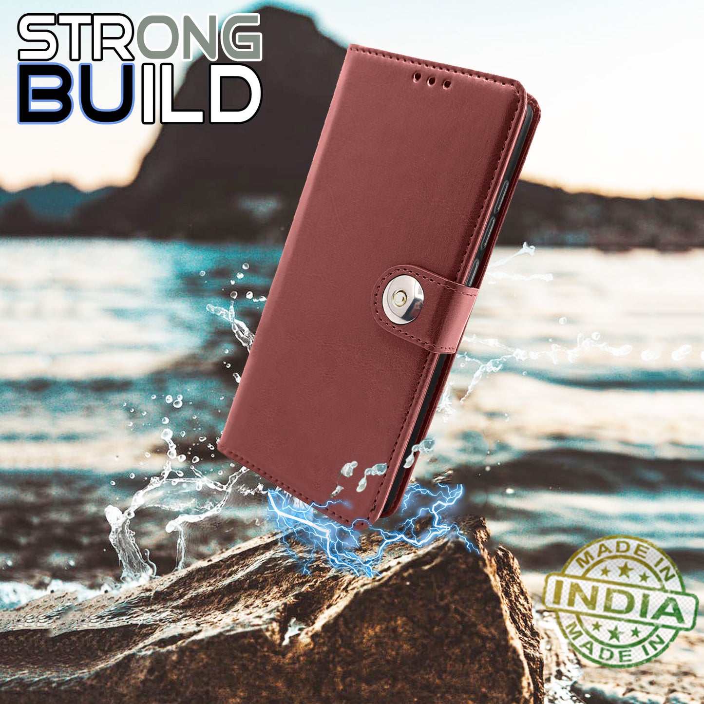 Pikkme Vivo V29E Button Flip Cover (Brown)