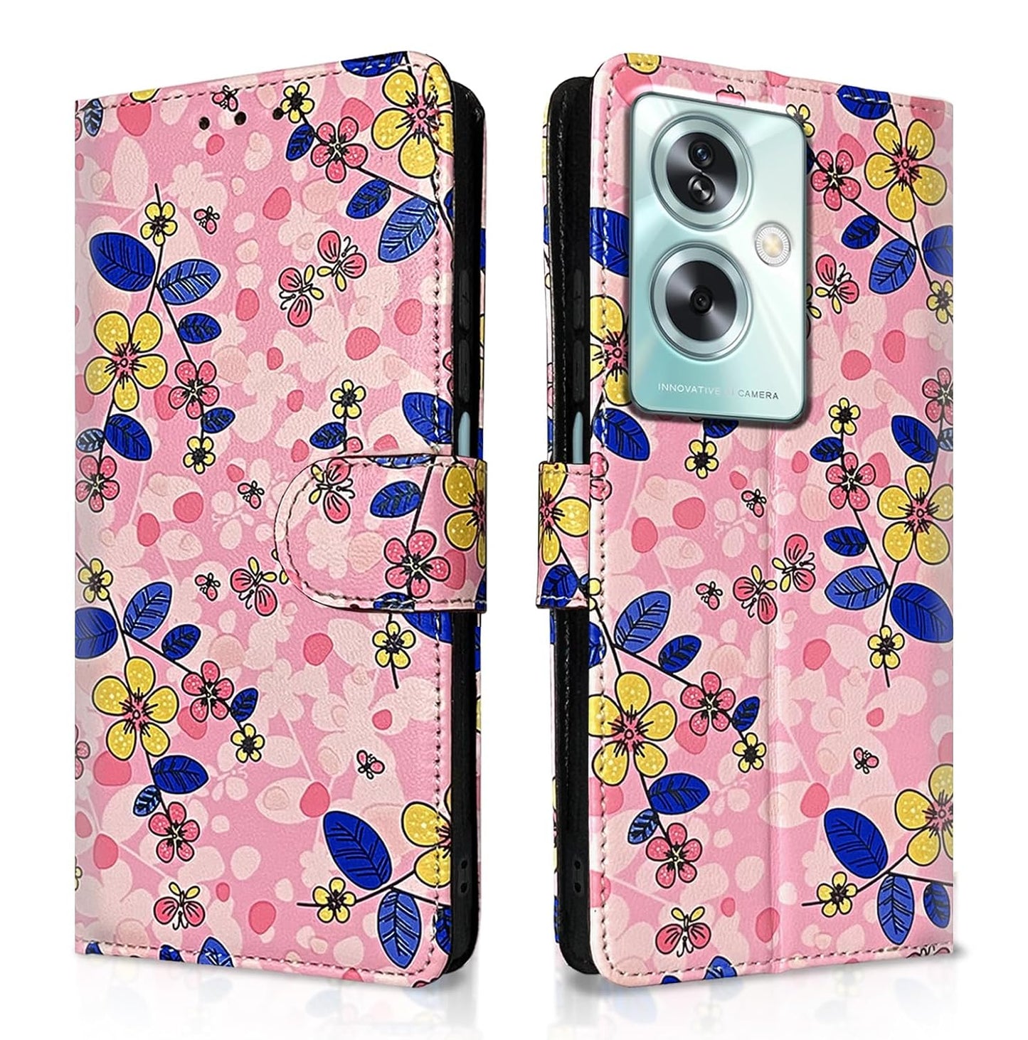 Pikkme Oppo A79 5G Flower Flip Cover (Pink)