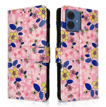Pikkme Moto G54 5G Flower Flip Cover (Pink)