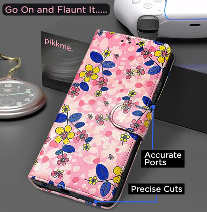 Pikkme Moto G54 5G Flower Flip Cover (Pink)