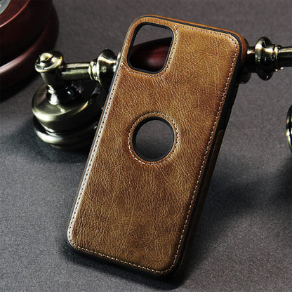 Pikkme iPhone 13 Leather Back Case Brown